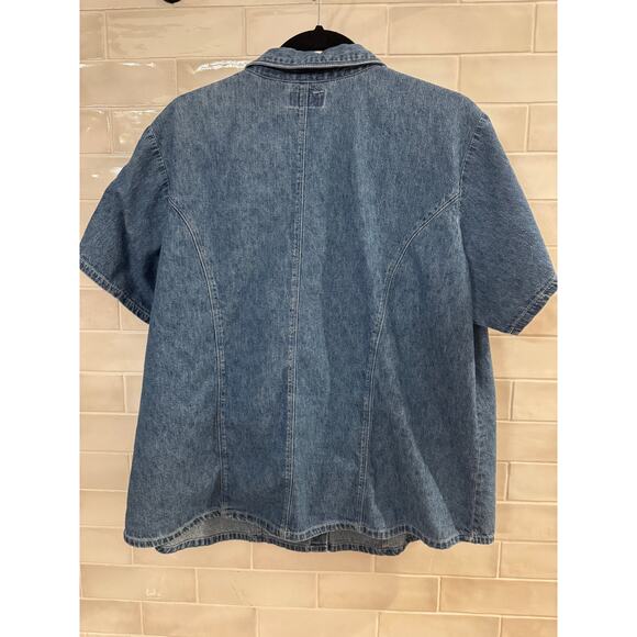 Route 66 Denim Shirt Women’s 20W Button Front Short Sleeve Snap - Picture 3 of 4